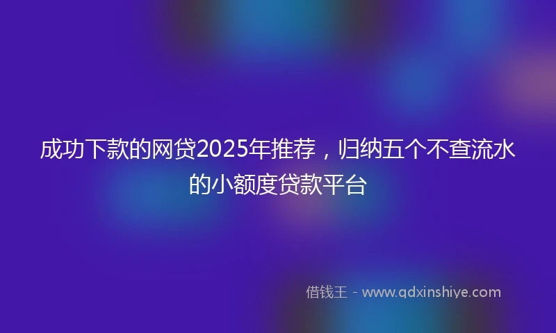 成功下款的网贷2025年推荐，归纳五个不查流水的小额度贷款平台