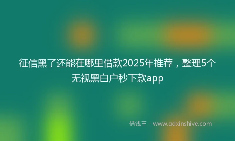 征信黑了还能在哪里借款2025年推荐,整理5个无视黑白户秒下款app
