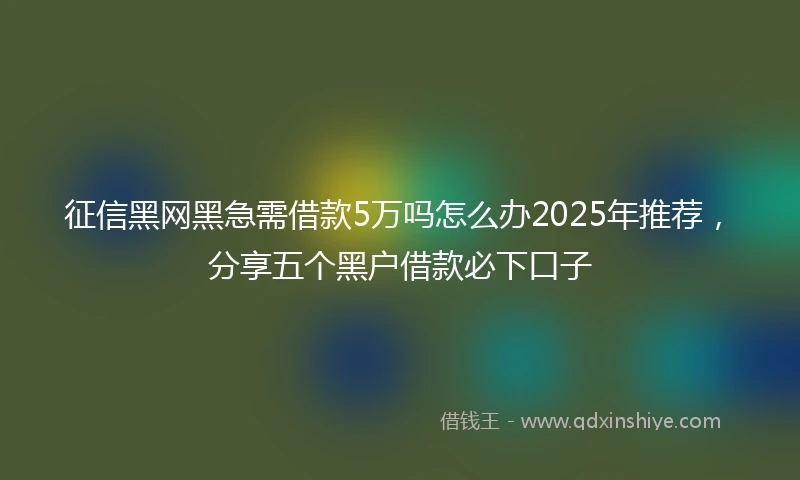 征信黑网黑急需借款5万吗怎么办2025年推荐，分享五个黑户借款必下口子