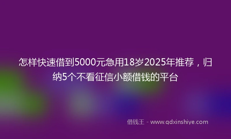 怎样快速借到5000元急用18岁2025年推荐，归纳5个不看征信小额借钱的平台