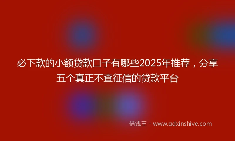 必下款的小额贷款口子有哪些2025年推荐，分享五个真正不查征信的贷款平台