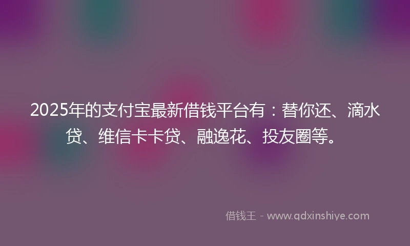 2025年的支付宝最新借钱平台有：替你还、滴水贷、维信卡卡贷、融逸花、投友圈等。