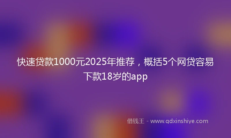 快速贷款1000元2025年推荐，概括5个网贷容易下款18岁的app