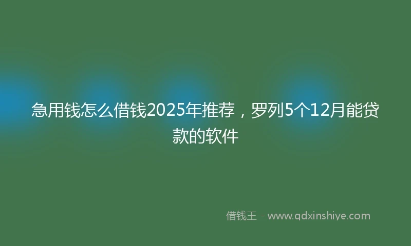 急用钱怎么借钱2025年推荐，罗列5个12月能贷款的软件