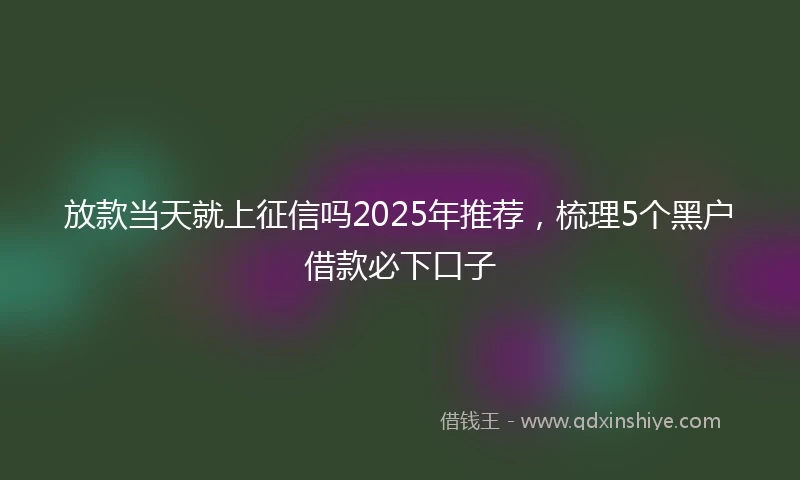 放款当天就上征信吗2025年推荐，梳理5个黑户借款必下口子