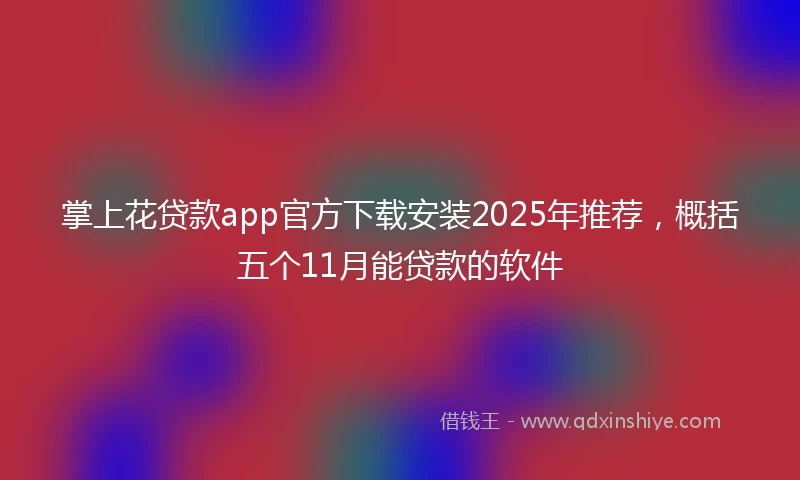 掌上花贷款app官方下载安装2025年推荐，概括五个11月能贷款的软件