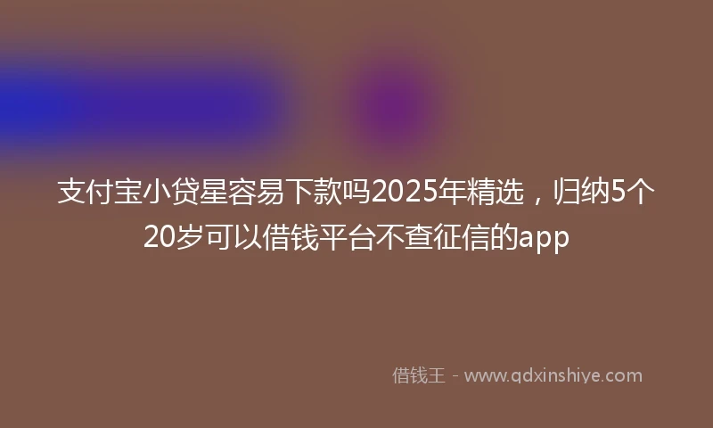 支付宝小贷星容易下款吗2025年精选,归纳5个20岁可以借钱平台不查征信的app