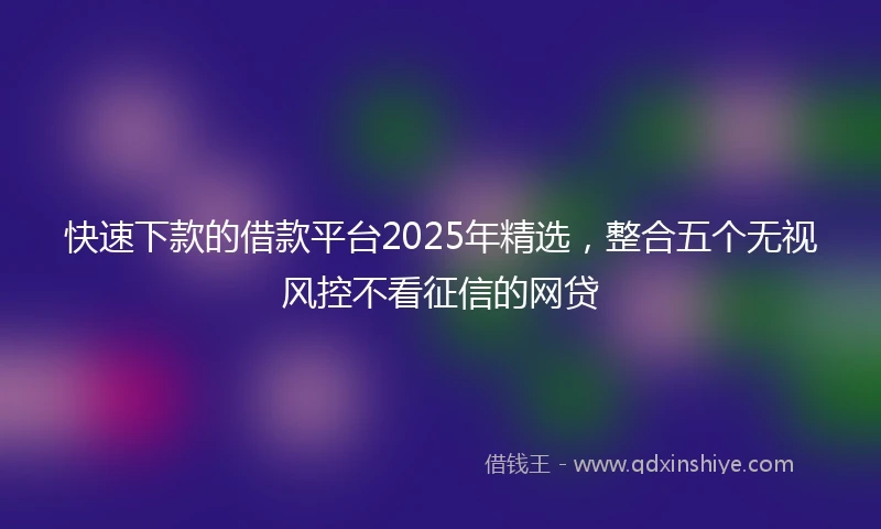 快速下款的借款平台2025年精选，整合五个无视风控不看征信的网贷