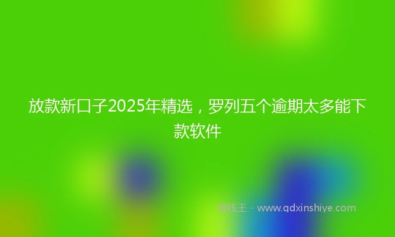 放款新口子2025年精选，罗列五个逾期太多能下款软件