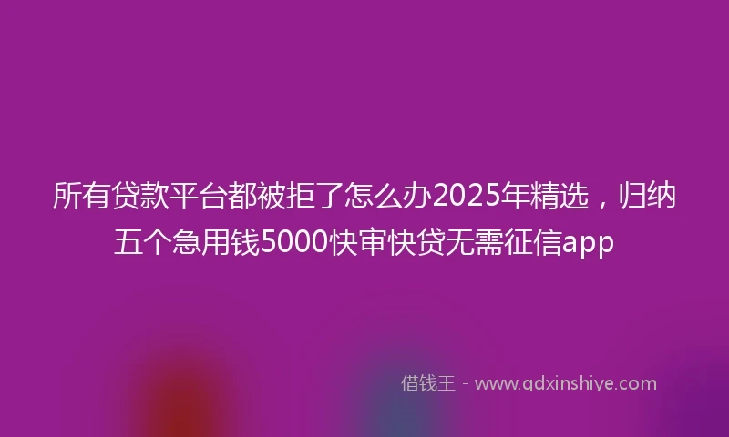 所有贷款平台都被拒了怎么办2025年精选，归纳五个急用钱5000快审快贷无需征信app
