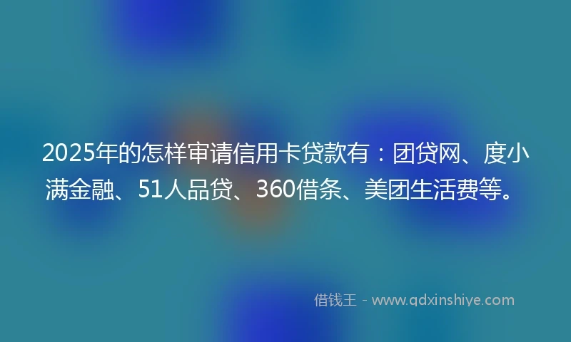 2025年的怎样审请信用卡贷款有：团贷网、度小满金融、51人品贷、360借条、美团生活费等。
