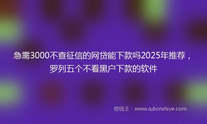 急需3000不查征信的网贷能下款吗2025年推荐，罗列五个不看黑户下款的软件