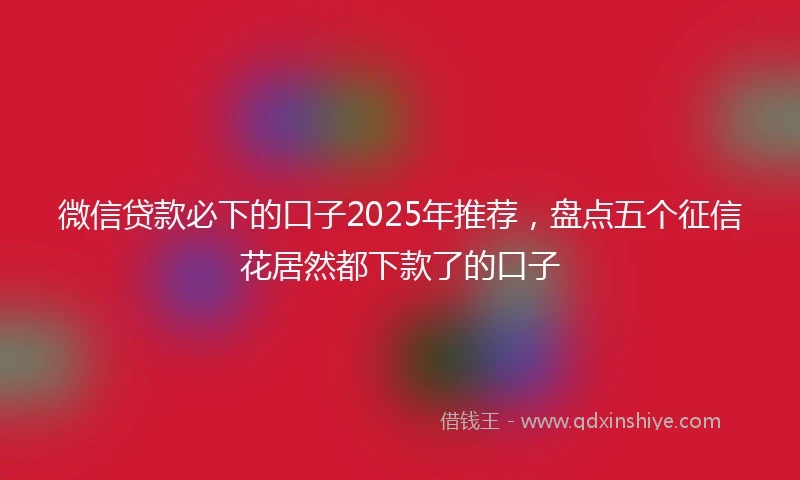 微信贷款必下的口子2025年推荐，盘点五个征信花居然都下款了的口子