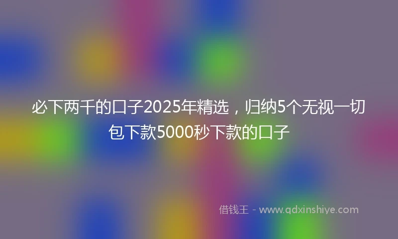 必下两千的口子2025年精选，归纳5个无视一切包下款5000秒下款的口子