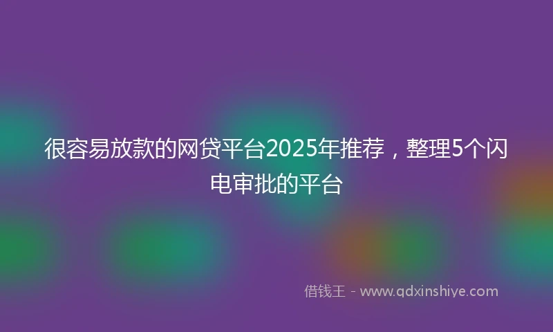 很容易放款的网贷平台2025年推荐，整理5个闪电审批的平台