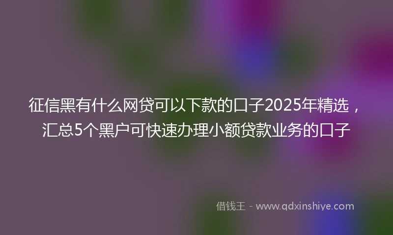 征信黑有什么网贷可以下款的口子2025年精选，汇总5个黑户可快速办理小额贷款业务的口子