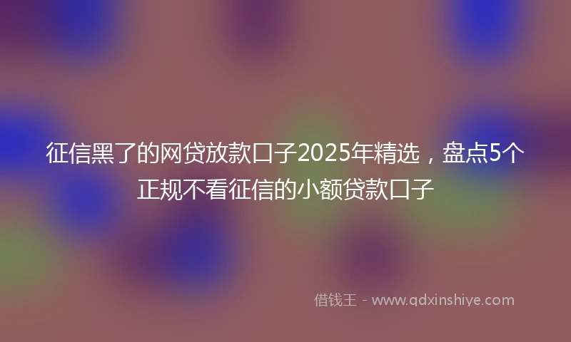 征信黑了的网贷放款口子2025年精选，盘点5个正规不看征信的小额贷款口子