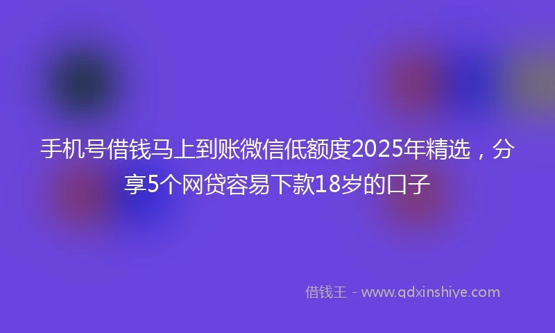 手机号借钱马上到账微信低额度2025年精选，分享5个网贷容易下款18岁的口子