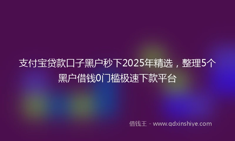 支付宝贷款口子黑户秒下2025年精选，整理5个黑户借钱0门槛极速下款平台