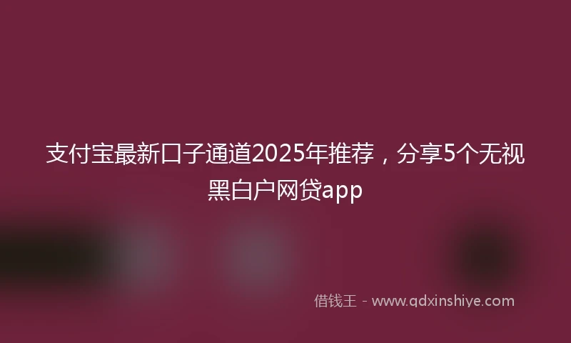 支付宝最新口子通道2025年推荐，分享5个无视黑白户网贷app