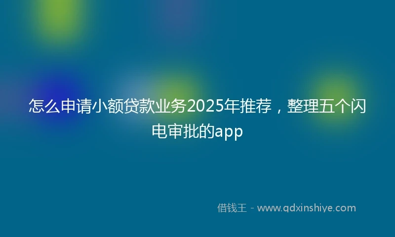 怎么申请小额贷款业务2025年推荐，整理五个闪电审批的app