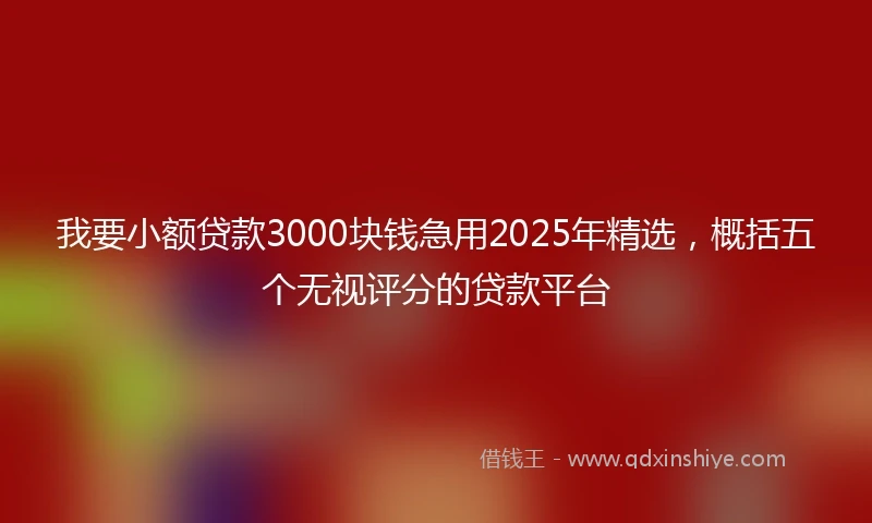 我要小额贷款3000块钱急用2025年精选，概括五个无视评分的贷款平台