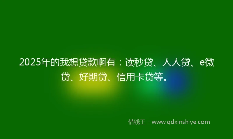 2025年的我想贷款啊有：读秒贷、人人贷、e微贷、好期贷、信用卡贷等。