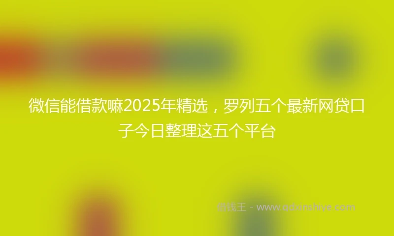 微信能借款嘛2025年精选，罗列五个最新网贷口子今日整理这五个平台