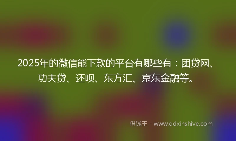 2025年的微信能下款的平台有哪些有：团贷网、功夫贷、还呗、东方汇、京东金融等。