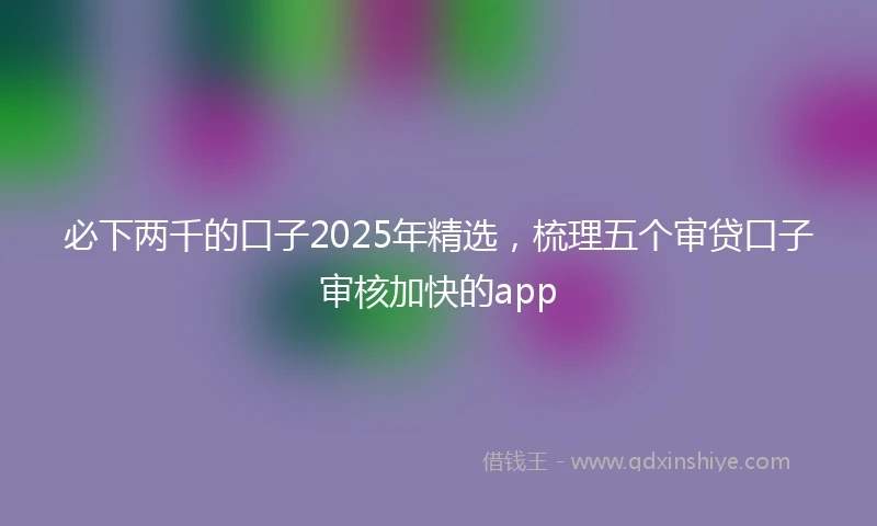 必下两千的口子2025年精选，梳理五个审贷口子审核加快的app