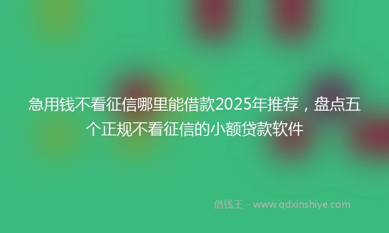急用钱不看征信哪里能借款2025年推荐，盘点五个正规不看征信的小额贷款软件