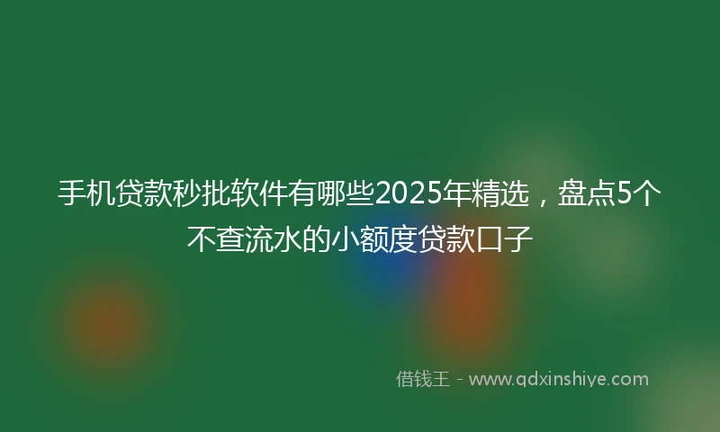手机贷款秒批软件有哪些2025年精选，盘点5个不查流水的小额度贷款口子