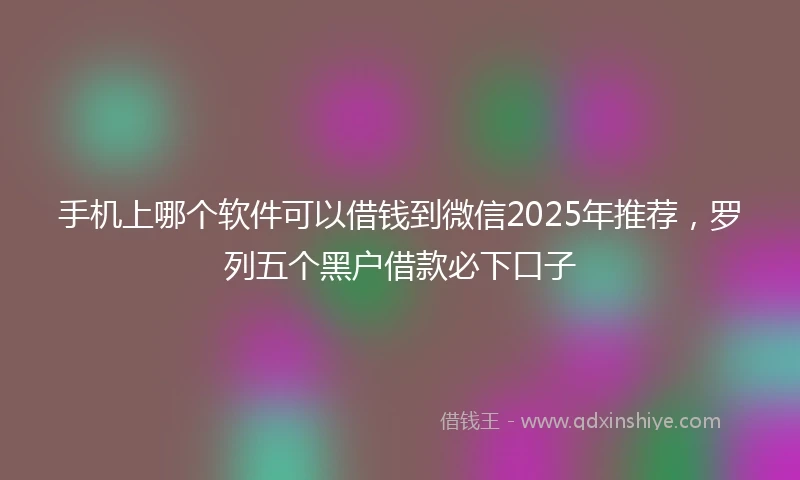 手机上哪个软件可以借钱到微信2025年推荐，罗列五个黑户借款必下口子