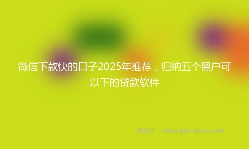 微信下款快的口子2025年推荐，归纳五个黑户可以下的贷款软件