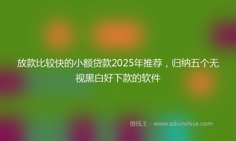 放款比较快的小额贷款2025年推荐，归纳五个无视黑白好下款的软件