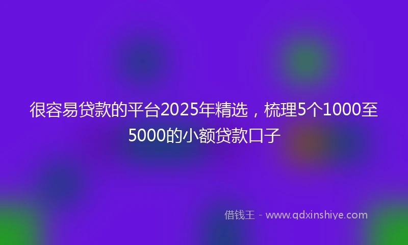很容易贷款的平台2025年精选，梳理5个1000至5000的小额贷款口子