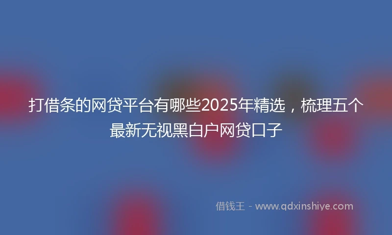 打借条的网贷平台有哪些2025年精选，梳理五个最新无视黑白户网贷口子