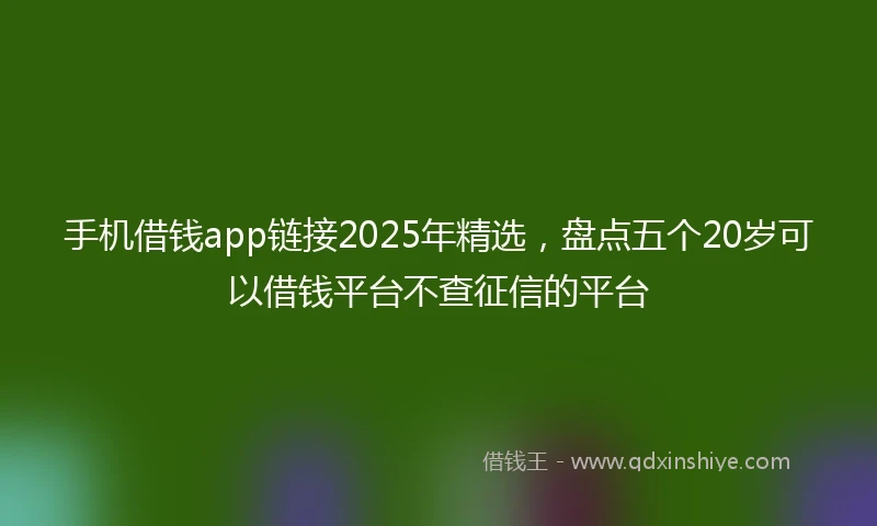 手机借钱app链接2025年精选，盘点五个20岁可以借钱平台不查征信的平台