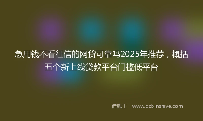 急用钱不看征信的网贷可靠吗2025年推荐，概括五个新上线贷款平台门槛低平台