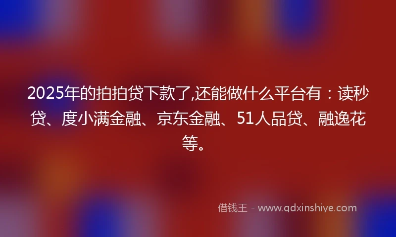 2025年的拍拍贷下款了,还能做什么平台有：读秒贷、度小满金融、京东金融、51人品贷、融逸花等。