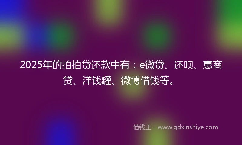 2025年的拍拍贷还款中有：e微贷、还呗、惠商贷、洋钱罐、微博借钱等。
