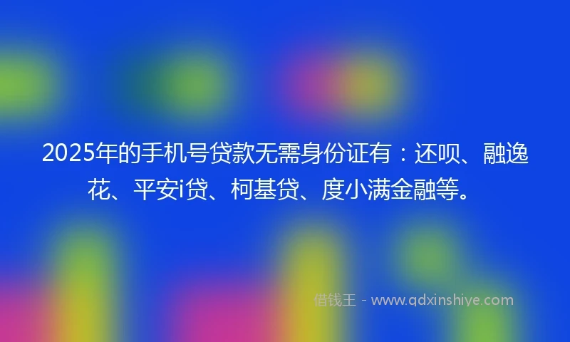 2025年的手机号贷款无需身份证有：还呗、融逸花、平安i贷、柯基贷、度小满金融等。