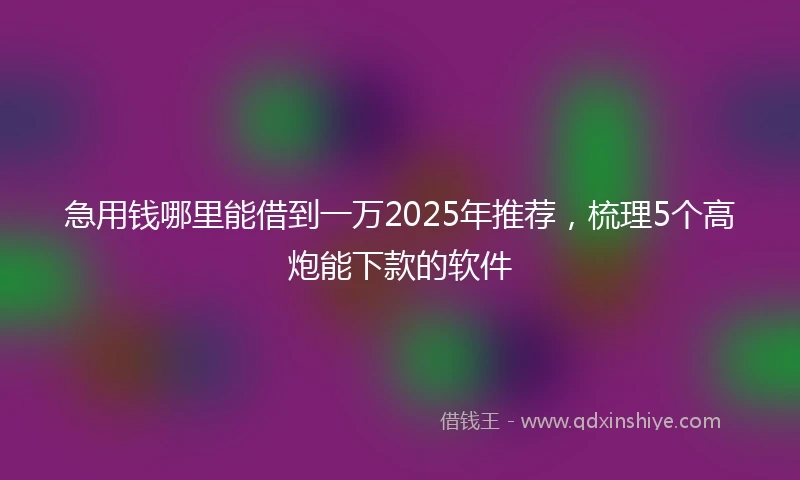 急用钱哪里能借到一万2025年推荐，梳理5个高炮能下款的软件