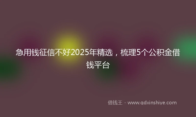 急用钱征信不好2025年精选，梳理5个公积金借钱平台