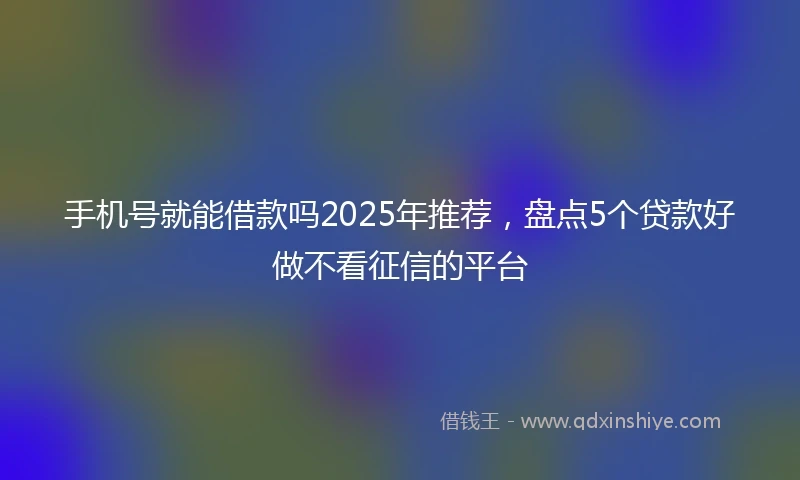 手机号就能借款吗2025年推荐，盘点5个贷款好做不看征信的平台