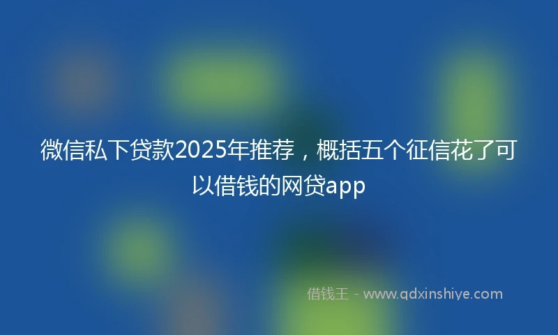 微信私下贷款2025年推荐,概括五个征信花了可以借钱的网贷app