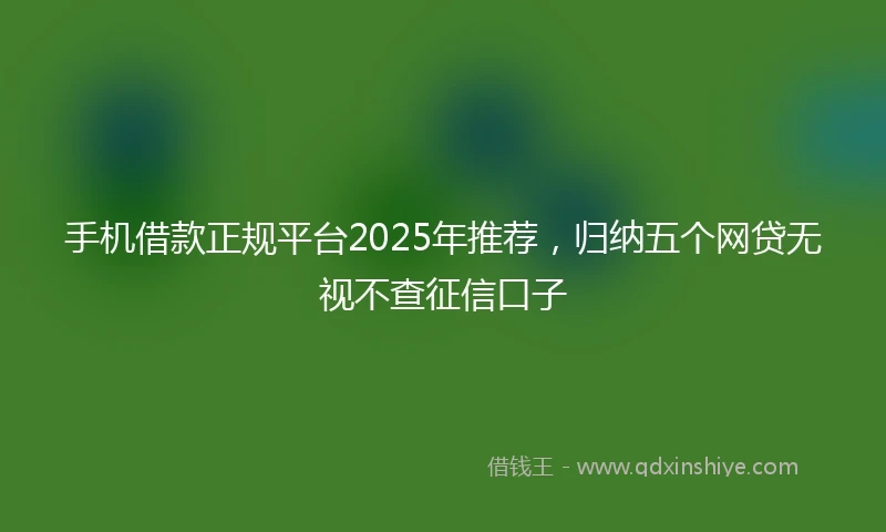 手机借款正规平台2025年推荐，归纳五个网贷无视不查征信口子