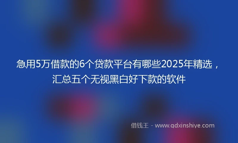 急用5万借款的6个贷款平台有哪些2025年精选，汇总五个无视黑白好下款的软件
