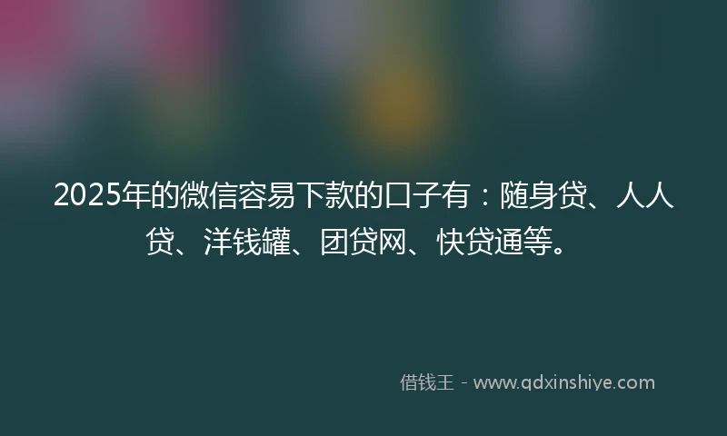 2025年的微信容易下款的口子有：随身贷、人人贷、洋钱罐、团贷网、快贷通等。