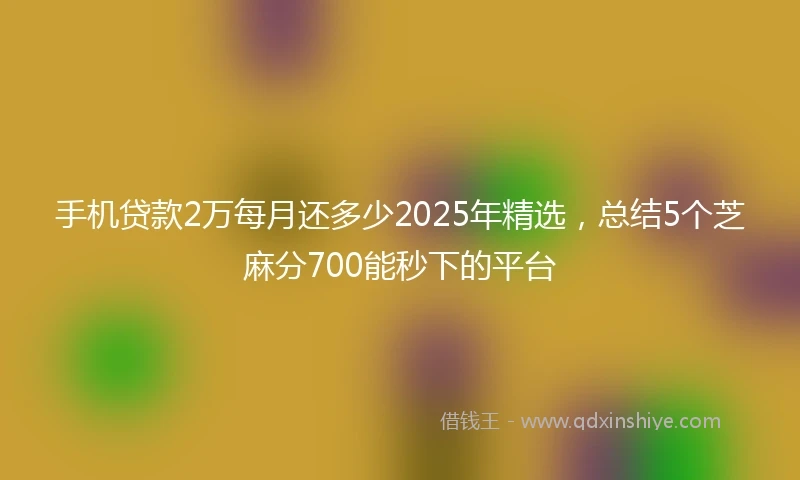 手机贷款2万每月还多少2025年精选，总结5个芝麻分700能秒下的平台